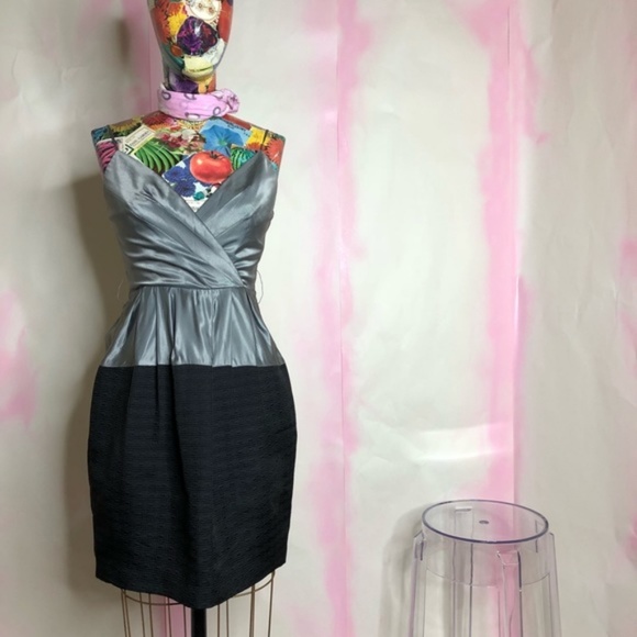 BCBGMaxAzria Embossed Cocktail Dress LBD Jacquard - Picture 1 of 6